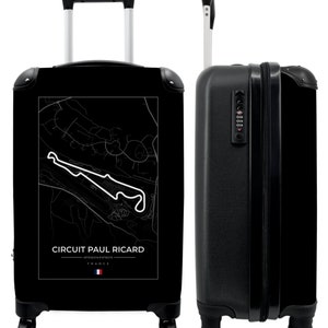 Koffer - handbagage - racebaan - circuit paul richard - f1 - zwart wit - frankrijk