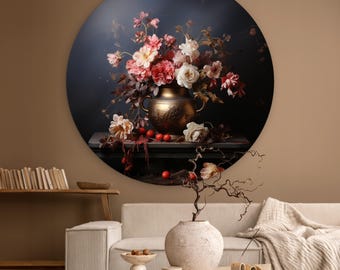Rosenblumen Stillleben Runde Wandkunst - Moderne Blumenwandbehang