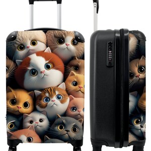 Koffer - handbagage - kinderkoffer - kat - kat - design - bruin - grijs