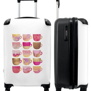 Koffer - handbagage - abstract - design - roze - cups