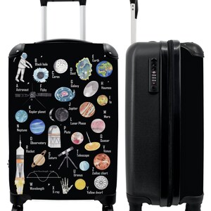 Koffer - handbagage - kinderkoffer - alfabet - planeten - ruimte - astronaut - kinderen