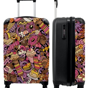 Koffer - handbagage - kinderkoffer - eten - taart - patronen - design - donut