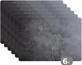 Beton Graue Vinyl Tischsets - Set von 6, hitzebeständig