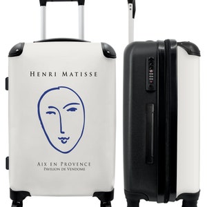 Koffer - handbagage - kinderkoffer - kunst - matisse - lijntekeningen - gezicht - blauw
