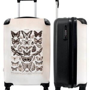 Koffer - handbagage - vintage - vlinders - illustratie - adolphe milot
