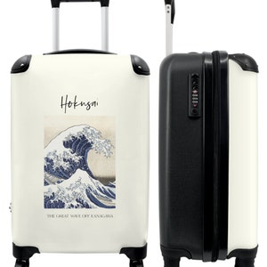 Koffer - handbagage - kunst - hokusai - zee - golf