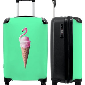 Koffer - Kabinengepäck - Kinderkoffer - Eistüten - Eiscreme - Flamingo - rosa - grün