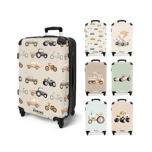 Kinderkoffer voertuigen voor Jongens – Handbagage, Medium of Groot formaat – Kindertrolley - Lichtgewicht reiskoffer met zwenkwielen