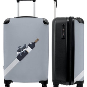 Koffer - handbagage - fles - abstract - kunst - grijs