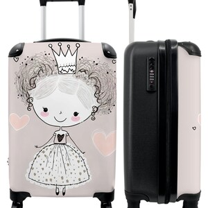 Koffer - handbagage - kinderkoffer - prinses - kinderen - meisjes - kroon - jurk