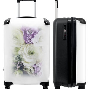Koffer - handbagage - bloemen - design - roze - wit