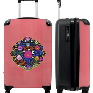 Koffer - handbagage - planten - roze - abstract - art