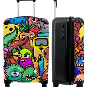 Koffer - handbagage - kinderkoffer - monster - patroon - groente - bloemen - regenboog