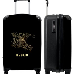 Koffer - handbagage - stadsplattegrond - stadsplattegrond - dublin - goud