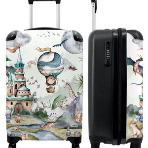 Koffer - handbagage - kinderkoffer - sprookje - draak - luchtballon - blauw - kinderen