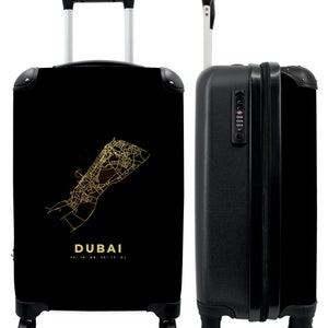 Koffer - handbagage - stadsplattegrond - dubai - landkaart - goud