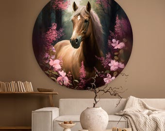 Pferde Wandbild - Florale Fantasie, modernes Wohndekor