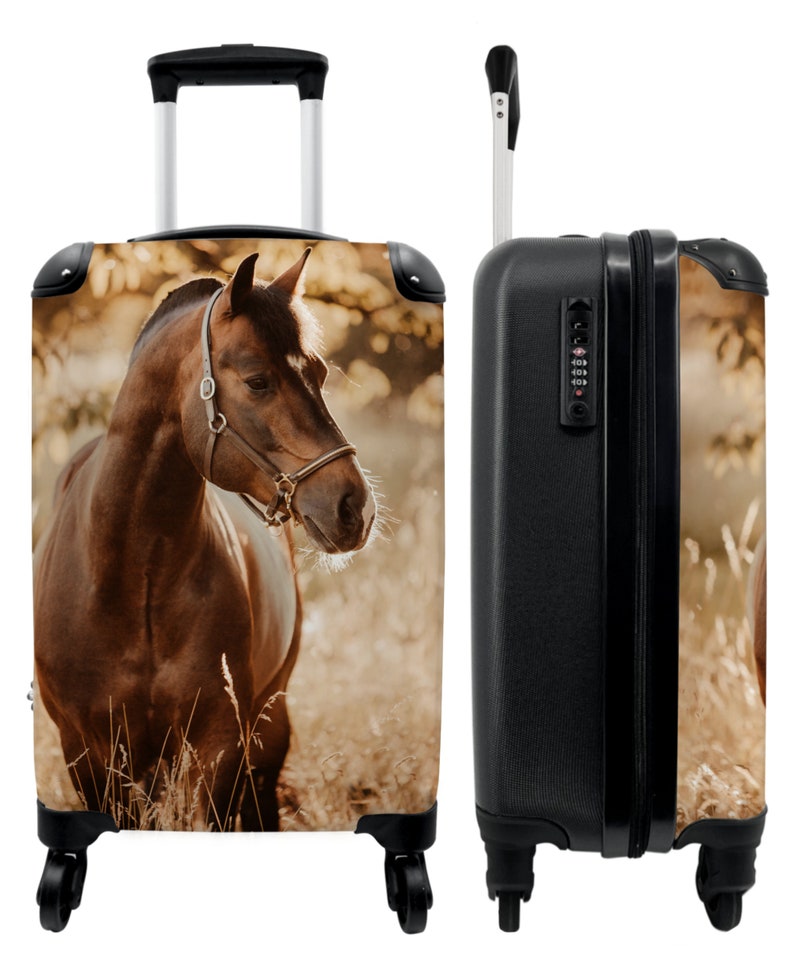 Valise bagage cabine valise enfant cheval nature marron fille image 1