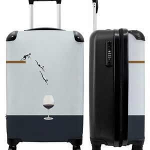 Koffer - handbagage - abstract - duiken - wijnglas - heren