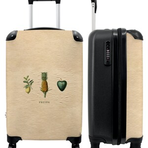 Koffer - handbagage - fruit - ananas - illustratie - vintage