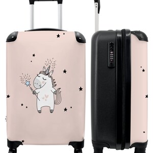 Koffer - handbagage - kinderkoffer - eenhoorn - sterren - roze - meisjes - design