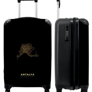 Koffer - handbagage - stadsplattegrond - kaarten - goud - plattegrond - antalya
