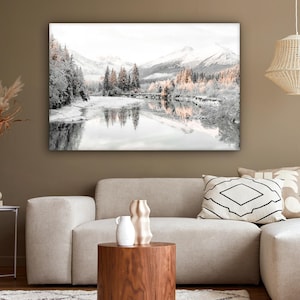 Winter Mountain Canvas Print – Snowy Tree Landscape Wall Art