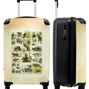 Koffer - handbagage - vintage - dieren - beer - illustratie - millot