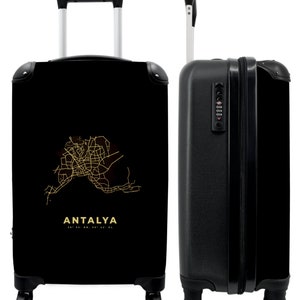 Koffer - handbagage - goud - landkaart - stadsplattegrond - landkaarten - antalya