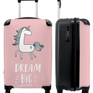 Koffer - handbagage - kinderkoffer - quote - eenhoorn - roze - dream big - girl