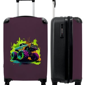 Koffer - handbagage - kinderkoffer - monstertruck - groen - neon - auto - design