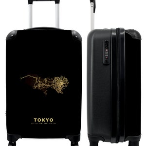 Koffer - handbagage - landkaarten - stadsplattegrond - goud - tokyo