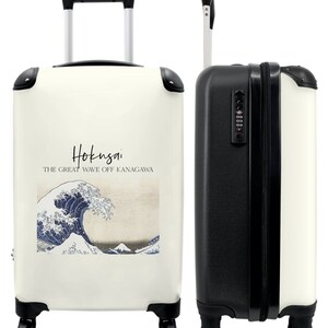 Koffer - handbagage - kunst - hokusai - zee - golf