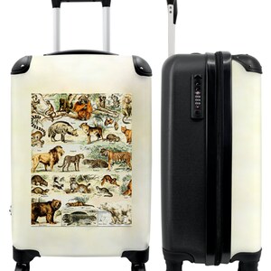 Koffer - handbagage - dieren - tijger - vintage - illustratie - art