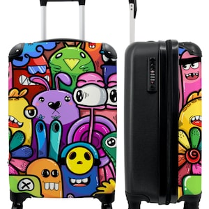 Koffer - handbagage - kinderkoffer - monster - bloemen - regenboog - design - grappig