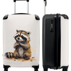 Koffer - handbagage - kinderkoffer - wasbeer - aquarel - dieren