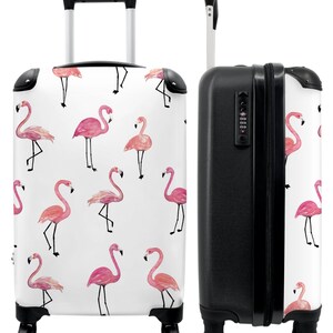 Koffer - handbagage - kinderkoffer - flamingo - patroon - roze
