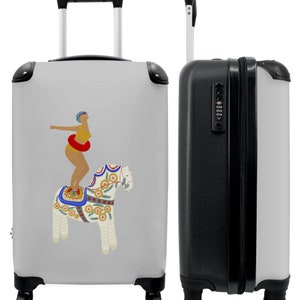 Koffer - handbagage - abstract - vrouw - paard - grijs