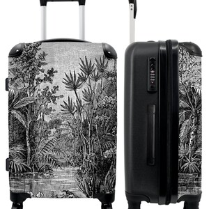 Koffer - handbagage - kinderkoffer - jungle - zwart - wit - jungle - design