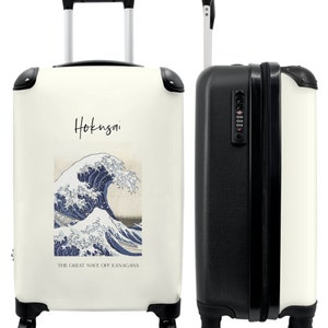 Koffer - handbagage - kunst - hokusai - zee - golf