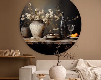 Blumen Stillleben Runde Wandkunst - Moderne PVC Wandbehang