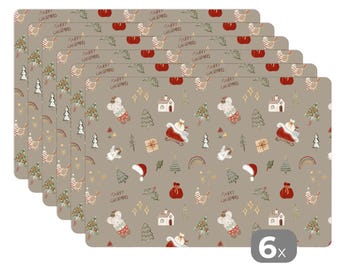 Weihnachts-Tischsets - Set mit 6 hitzebeständigen Vinyl-Tischsets