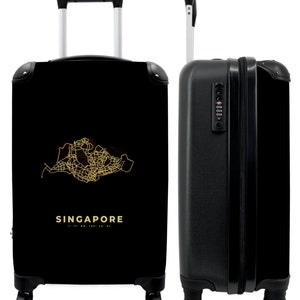 Koffer - handbagage - landkaarten - stadsplattegrond - goud - singapore