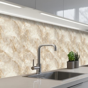 Keukenachterwand zelfklevend Beige Onyx - Veel formaten - Spatscherm - Waterdicht Wandpaneel - Keukenwand - Fornuisachterwand