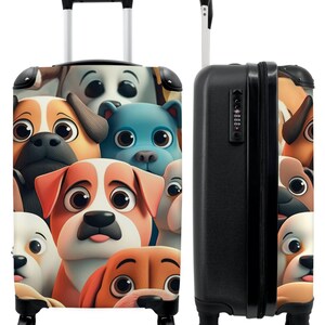 Koffer - handbagage - kinderkoffer - hond - dieren - patronen - bruin