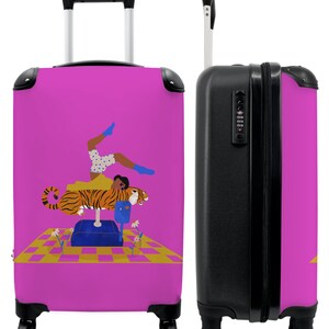 Koffer - handbagage - abstract - roze - vrouw - tijger