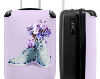 Koffer - Handgepäck - Kinderkoffer - Schuhe - Blumen - lila - blau