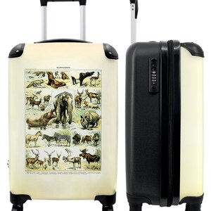 Koffer - handbagage - dieren - illustratie - savanne - natuur - vintage