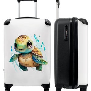 Koffer - handbagage - kinderkoffer - schildpad - aquarellen - dieren