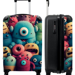 Koffer - handbagage - kinderkoffer - monster - regenboog - design
